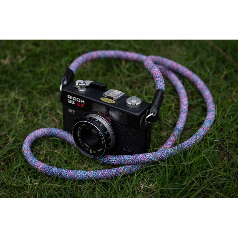 Rope Camera Strap HandMade Flower Blue Red 10mm CSC-FBLR