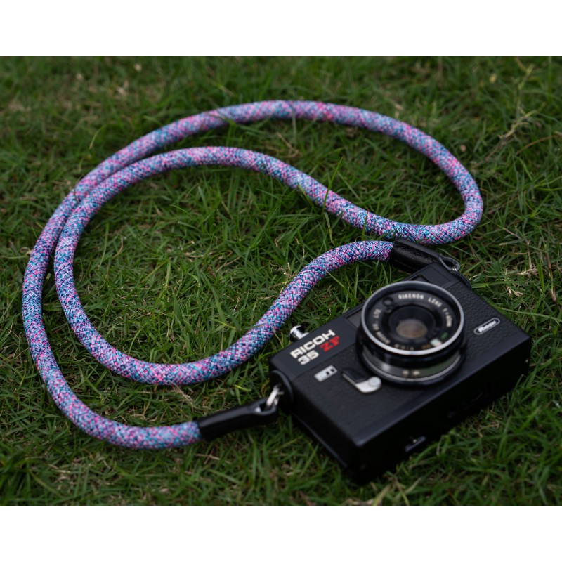 Rope Camera Strap HandMade Flower Blue Red 10mm CSC-FBLR