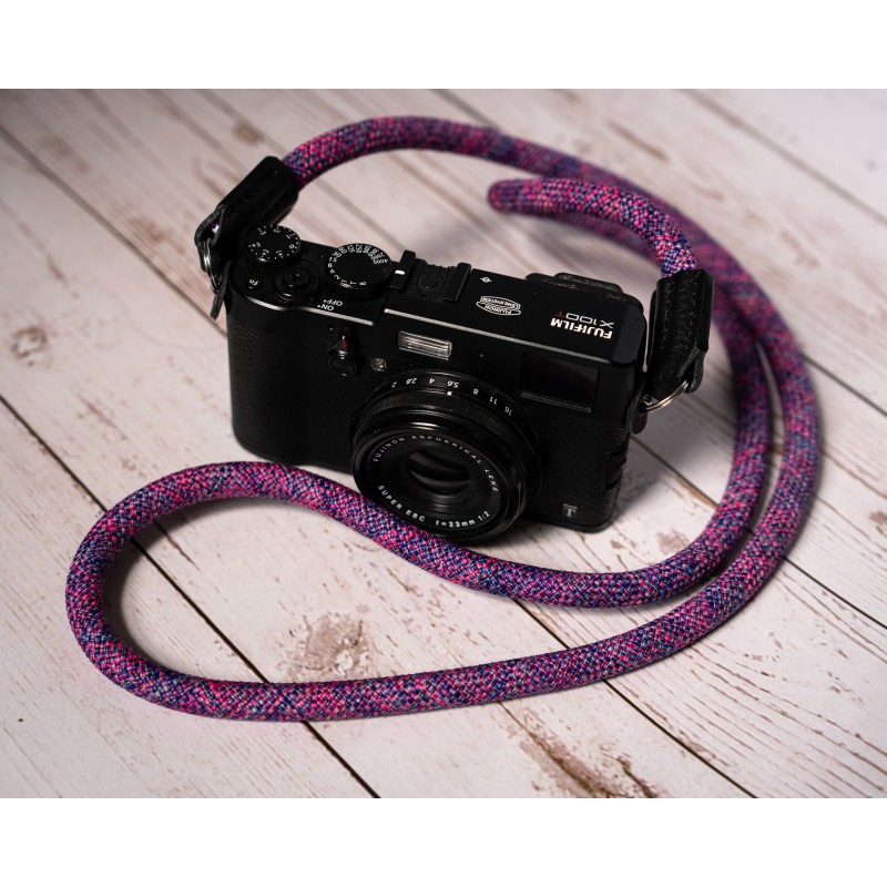 Rope Camera Strap HandMade Flower Rose Red Blue 10mm CSC-FRRB