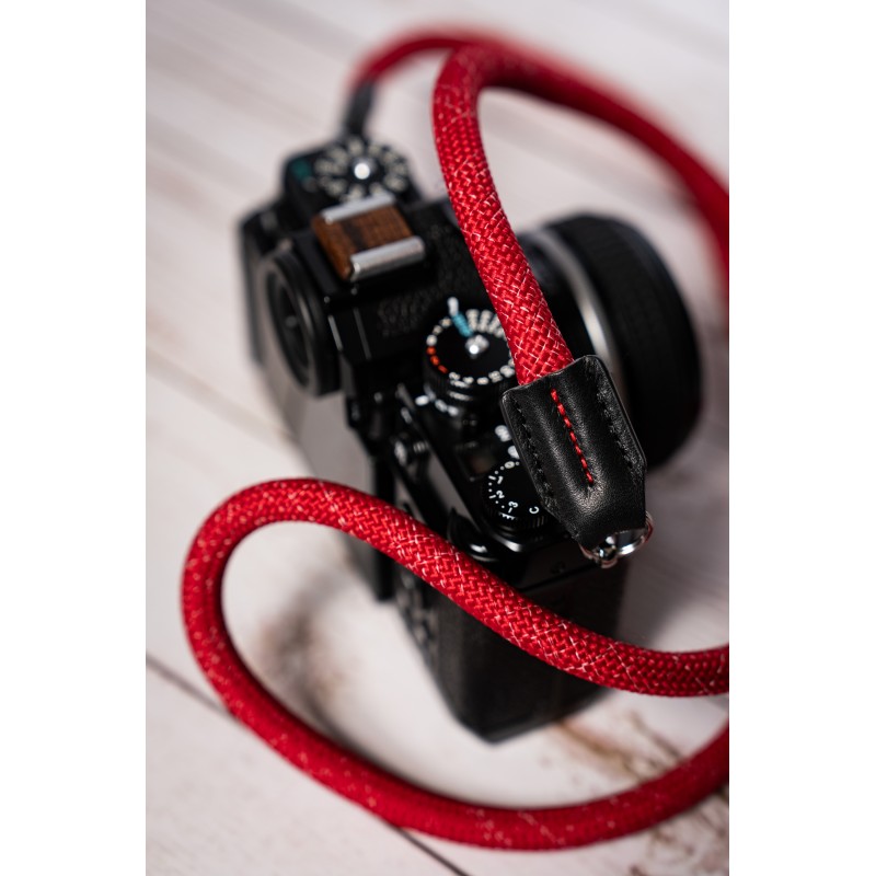 Rope Camera Strap HandMade Flower Red White 10mm CSC-FREW