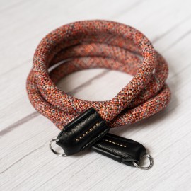 Rope Camera Strap HandMade Flower Orange Red  10mm CSC-FORR