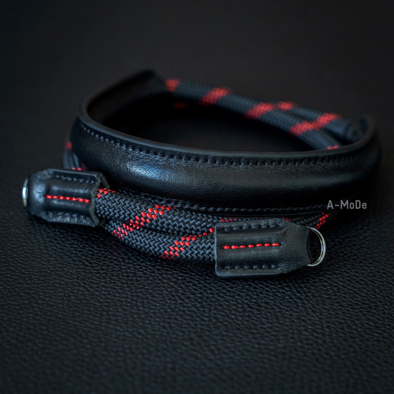 CSCL Black/Red Leather Shoulder pad Rope Camera Strap