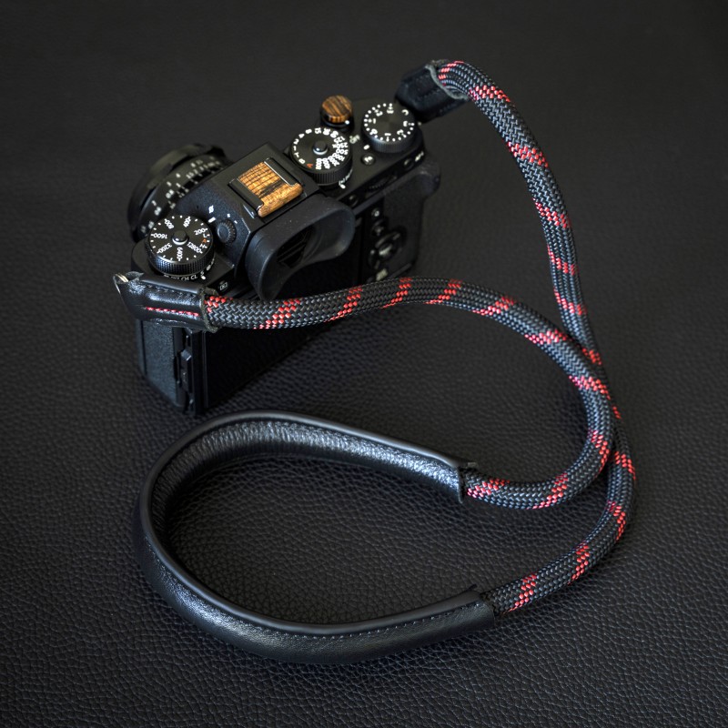 CSCL Black/Red Leather Shoulder pad Rope Camera Strap
