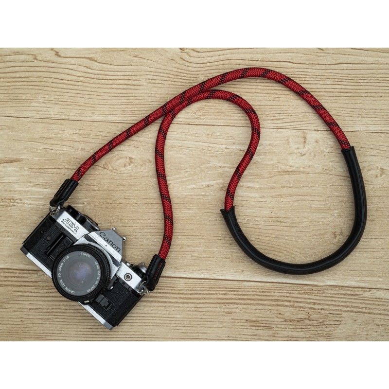 CSCL Red/Black Leather Shoulder pad Rope Camera Strap