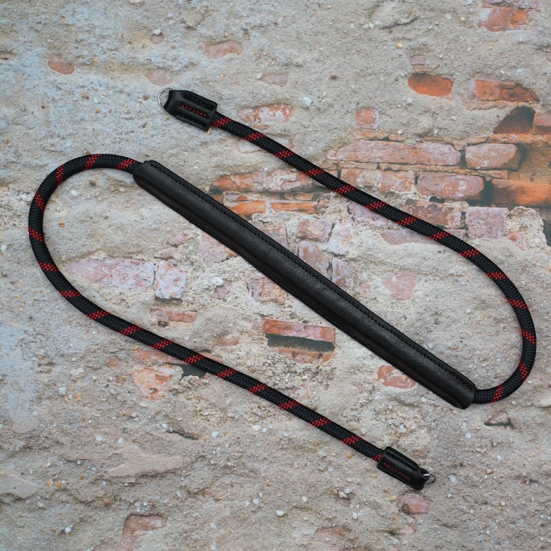 CSCL Black/Red Leather Shoulder pad Rope Camera Strap