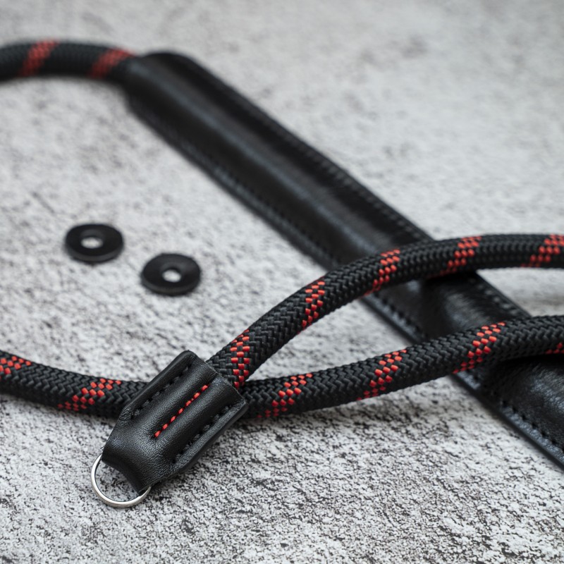 CSCL Black/Red Leather Shoulder pad Rope Camera Strap