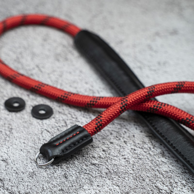 CSCL Red/Black Leather Shoulder pad Rope Camera Strap