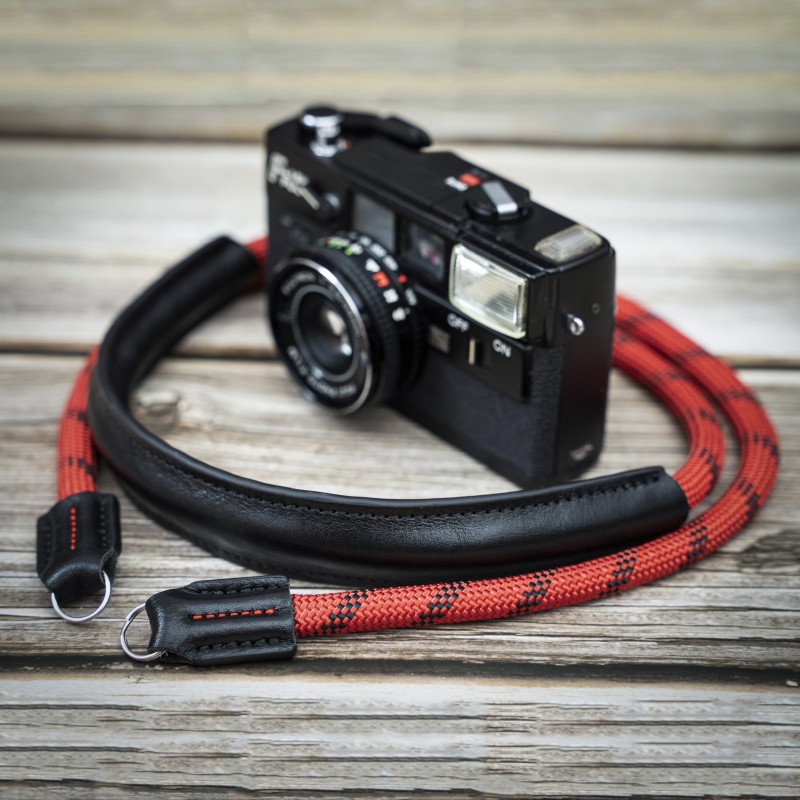 CSCL Red/Black Leather Shoulder pad Rope Camera Strap
