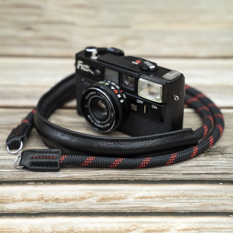 CSCL Black/Red Leather Shoulder pad Rope Camera Strap