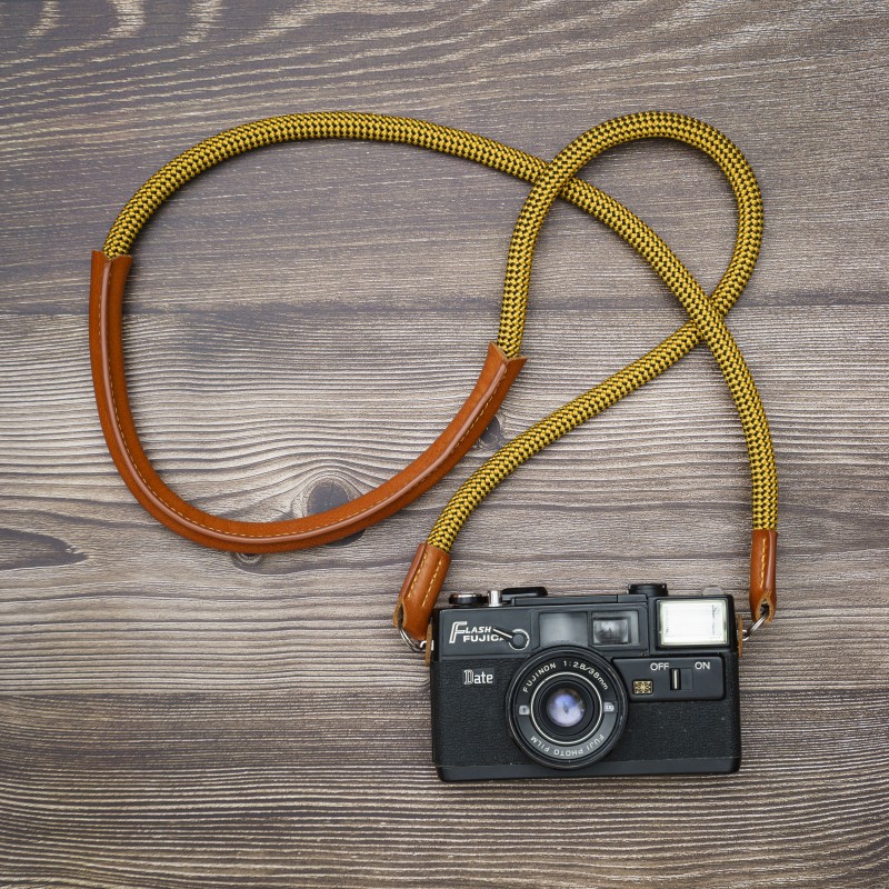 CSCL Yellow Leather Shoulder pad Rope Camera Strap