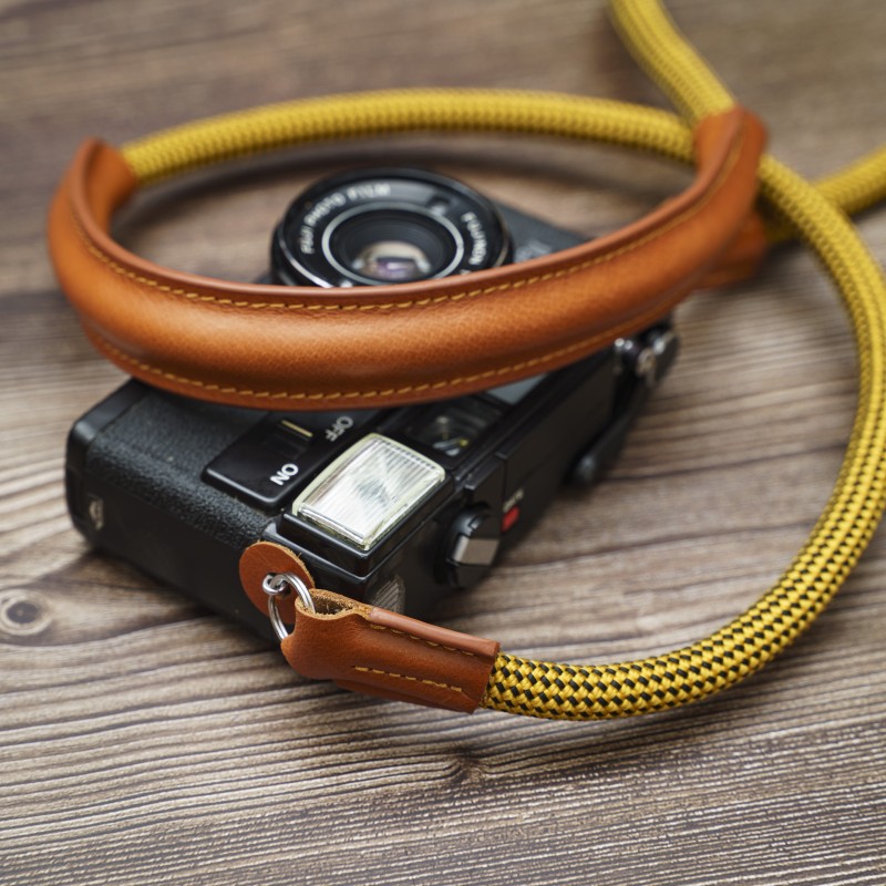 CSCL Yellow Leather Shoulder pad Rope Camera Strap