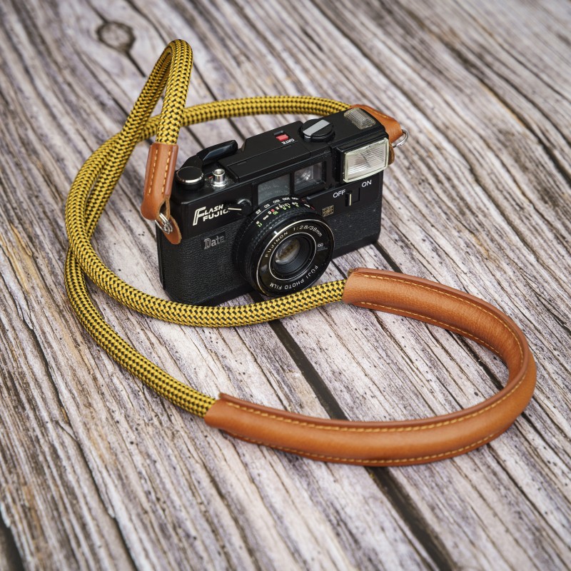 CSCL Yellow Leather Shoulder pad Rope Camera Strap