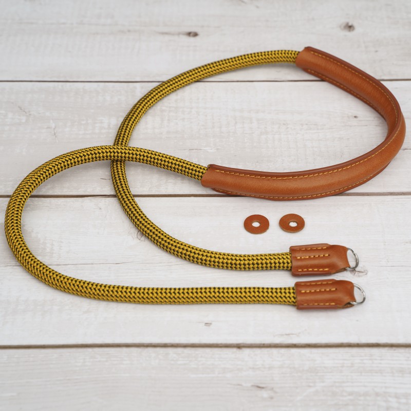 CSCL Yellow Leather Shoulder pad Rope Camera Strap