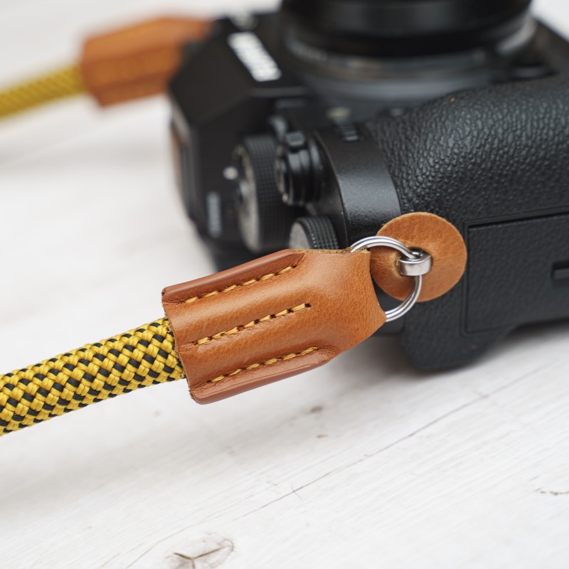 CSCL Yellow Leather Shoulder pad Rope Camera Strap